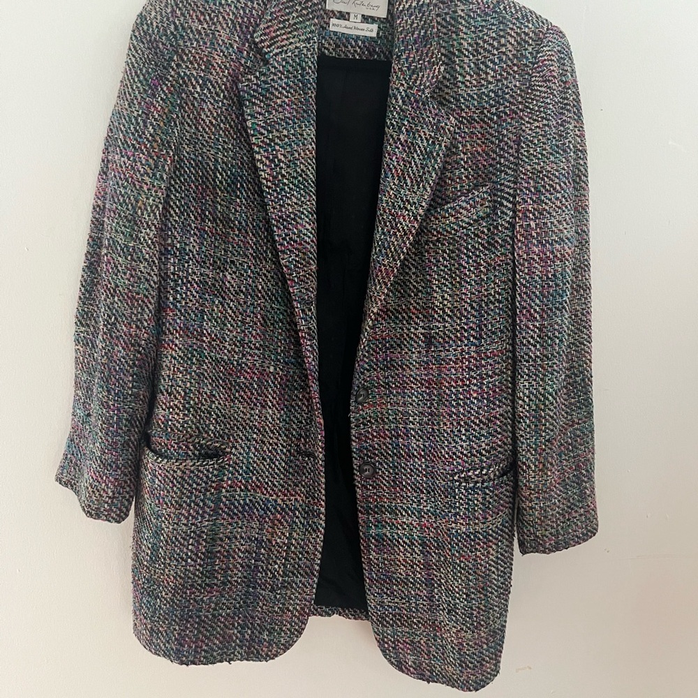 Vintage Women's Colorful Hand Woven Silk Blazer - size M